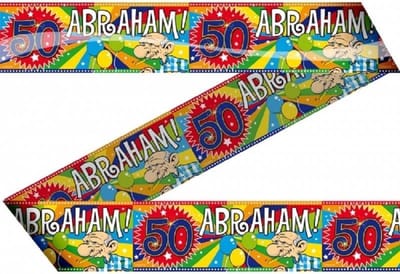 3x stuks Abraham 50 jaar versiering markeerlinten/afzetlinten - Feestartikelen 50 jarige