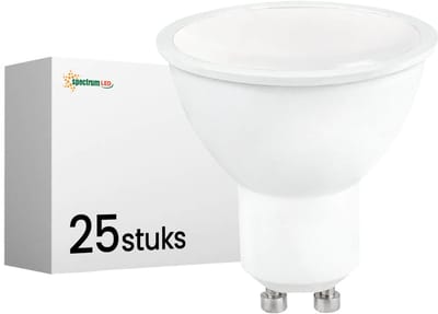 Spectrum LED Lamp GU10 6W - 230V - 500 Lumen - 3000K Warm Wit - Gezellig licht - Energiezuinig - 25 stuks