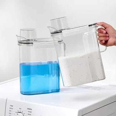 Boîte de Rangement pour Lessive Grande Capacité Couvercle Hermétique Plastique Organisateur de Rangement pour Poudre à Lessive pour Buanderie white
