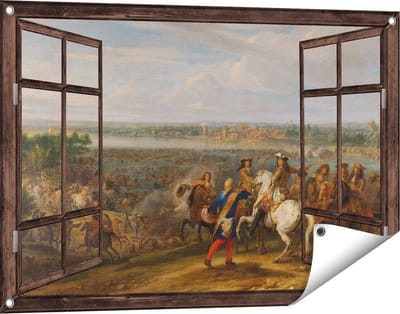 Gards Tuinposter Doorkijk Lodewijk XIV trekt bij Lobith Nederland binnen - Adam Frans van der Meulen - 90x60 cm - Tuindoek - Tuindecoratie - Wanddecoratie buiten - Tuinschilderij