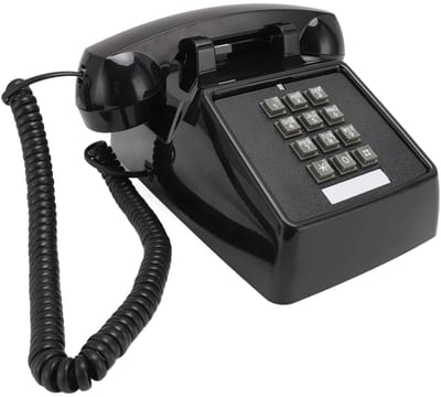 Allecto - Retro bureautelefoon - Vintage snoer - Mechanische beltoon - Zwart - Volumeregeling - Noodoproepfunctie - Geschikt voor thuis en kantoor