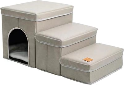 Opvouwbare hondentrap - Huisdier trapje - Huisdieren helpen - Opvouwbaar design - 60x35x30cm - Beige