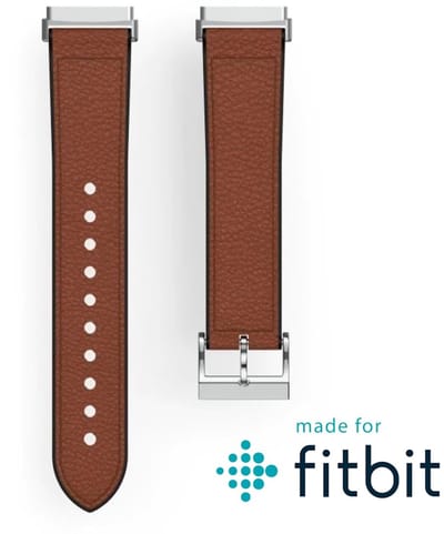Hama Polsband Voor Fitbit Versa 3/Sense Horlogebandje Van Leer En Silic. Bruin