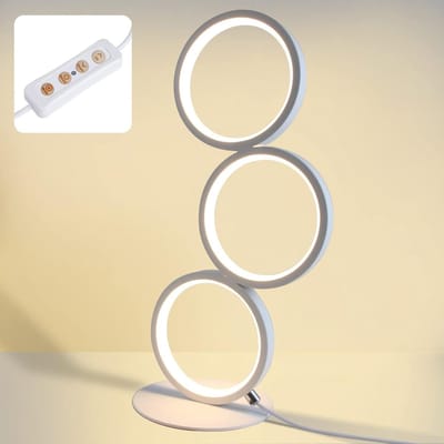 NETTLIFE LED Tafellamp - Touch Dimbaar - wit - Ring Design - 4-Lichts - Modern Bedlamp - Metaal - voor Slaafkamer | Woonkamer | Studie