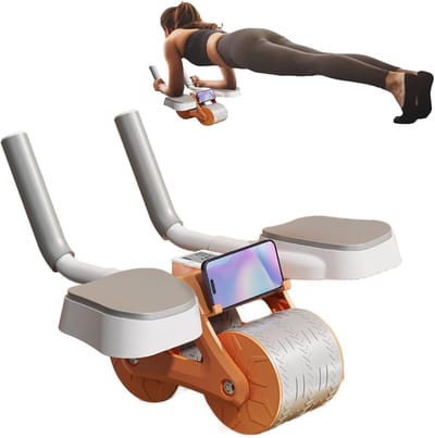 Ab Roller Wiel - Buikspier Trainer - Kernkracht Opbouwen - Automatische Rebound - 10 cm Breed - Oranje