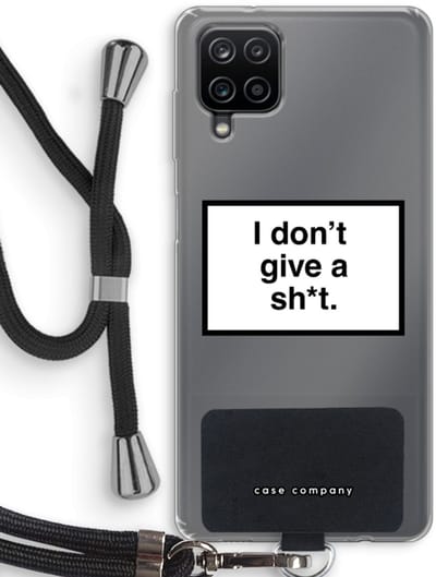 Hoesje met koord geschikt voor Samsung Galaxy A12 hoesje met Koord - Don't give a shit - Telefoonhoesje met Zwart Koord - Bescherming aan alle Kanten en Over de Schermrand
