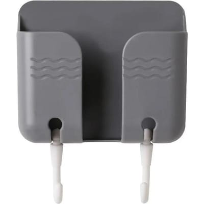 1 stuks Wandgemonteerde Mobiele Telefoon Oplaad Organizer Opbergdoos voor Afstandsbediening Multifunctionele Standaard Rek Telefoonstekker Wandhouder grijze kleur