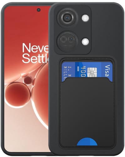 Geschikt voor OnePlus Nord 3 Telefoonhoesje met TPU Pasjeshouder - Flexible Back Cover Case Siliconen TPU with Cardslot - Zwart - Smartphonica geschikt voor OnePlus Nord 3