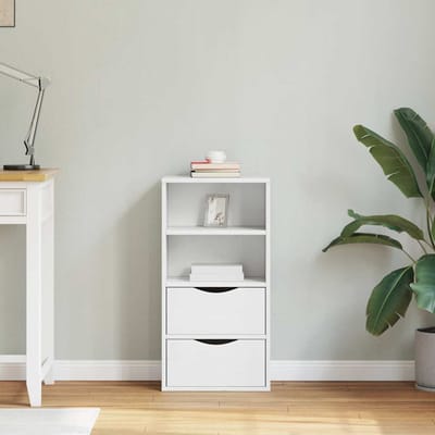 vidaXL - Bijzetkast - met - lades - ODDA - 40x24x79 - cm - massief - grenenhout - wit