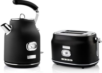 Westinghouse Retro 2-delige Set – Waterkoker 1,7L + Broodrooster 2 Sneden – Zwart