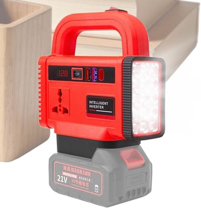 Draagbare Stroomomvormer - DC AC Converter - Stroomvoorziening Buiten - Dubbele Lichtfunctie - 16L x 7B x 9H cm - Zwart