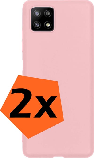 Hoes - 2 Stuks - Geschikt voor Samsung Galaxy M22 - Sterk & Shockproof - Case Siliconen - Back Cover - Telefoon Hoes - Lichtroze