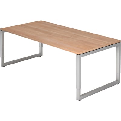 REGO 2E S | Bureau - 200 x 100 Walnoot/Zilver Tafelhoogte I In hoogte verstelbaar