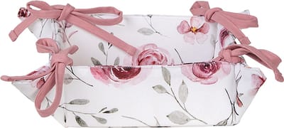 Clayre & Eef Broodmand 35x35x8 cm Wit Roze Katoen Rozen Cadeau keuken