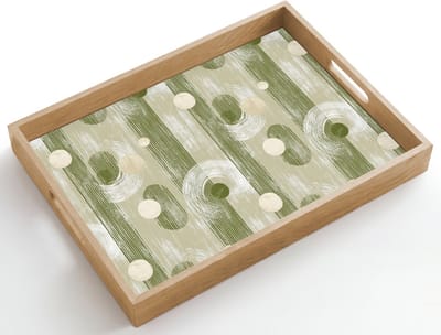 Dienblad hout 50x35 cm - Schootdienblad - Artistiek - Modern - Groen - Borrelplank rechthoek - Plateau dienbladen