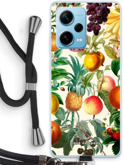 Case Company® - Hoesje met koord geschikt voor Xiaomi Redmi Note 12 Pro Plus hoesje met Koord - Classic Flora - Telefoonhoesje met Zwart Koord - Bescherming aan alle Kanten en Over de Schermrand