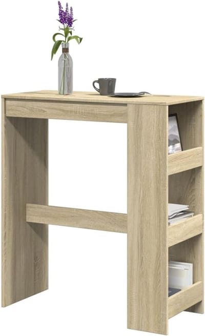 Bartafel met Plank - Keukentafel Hoge Tafel - Ruimte Organiseren - Duurzaam Houtmateriaal - 90 x 40 x 1035 cm