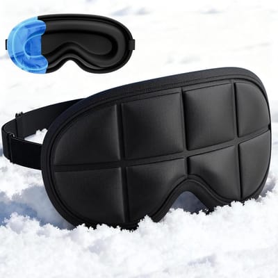3D Oogmasker met Gel Koelpads voor Slaap, Warm/Koud Therapie tegen Zwellingen, Kringen en Droge Ogen, Extra Dikke en Opaque Design
