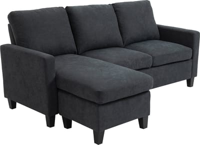 HOMCOM Hoekbank L-vormig bankstel met omkeerbare chaise longue slaapfunctie linnen 833-944
