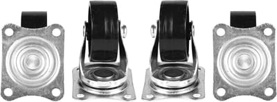 Benson Zwenkwieltjes - 4x stuks - zwart - 40 mm - met montageplaat - transportwieltjes