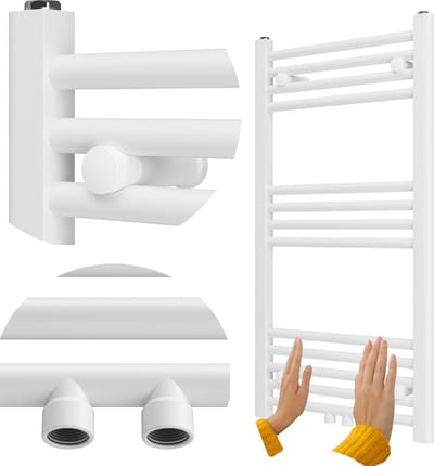 Granitan Badkamerradiator Raven - 90x50cm - Wit - Ladderverwarming - Handdoekradiator