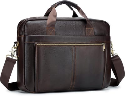 Leren laptoptas voor 15.6 inch laptops - Grote vintage schoudertas voor mannen - Ideaal voor zakelijke reizen, kantoor en documenten