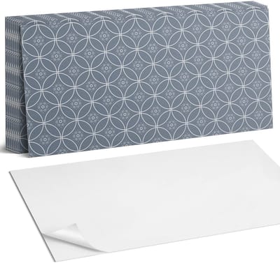 Coloray Plaktegels - Bloemen ornamentpatroon Zelfklevende Wandtegels - 40 cm x 20 cm - Grijs Plaktegels - 10 stuks - Rechthoek PVC Tegels - Plaktegels Badkamer - Vloertegels Zelfklevend - Vinyltegels Vloer Zelfklevend - Portugese Tegels