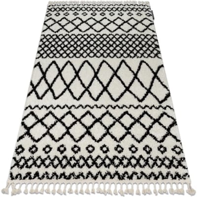 Kleden Rugsx Tapijt BERBER SAFI N9040 wit / zwartrand 180x270 cm