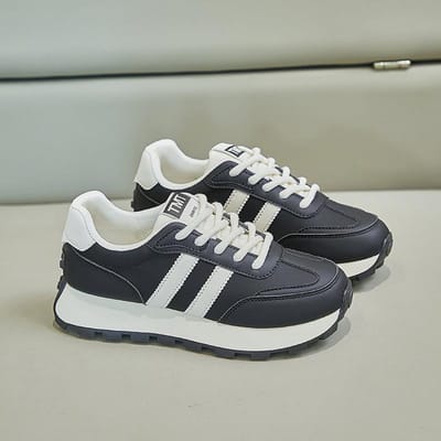 Baskets pour femmes Nouvelles chaussures Forrest Gump Ruban double couleur Chaussures de course polyvalentes Semelle épaisse Rehausse Chaussures décontractées fines pour papa 40 noir