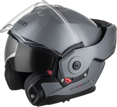 BEON Stradale Motorhelm - L - Systeemhelm met Zonnevizier - 180º Verstelbare integraalhelm - Jethelm - Nardo Grijs