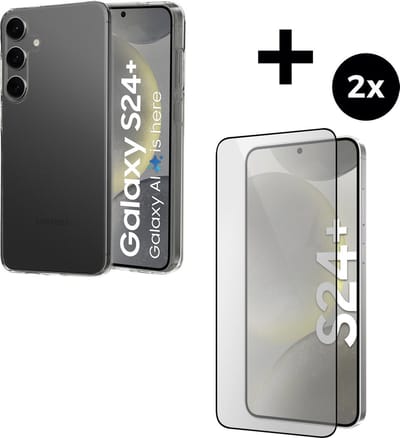 Mobiparts Classic TPU hoesje geschikt voor Samsung Galaxy S24 Plus met 2 Screenprotectors van Gehard Glas - Transparant