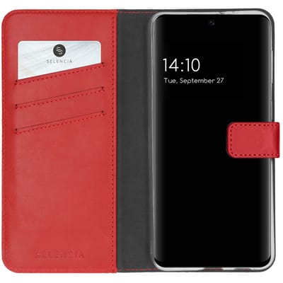 Selencia Hoesje - Geschikt voor Samsung Galaxy A32 (4G) - Echt Lederen Bookcase - Rood