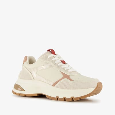 Harper leren dames sneakers met luipaardprint beige - Maat 36 - Uitneembare zool
