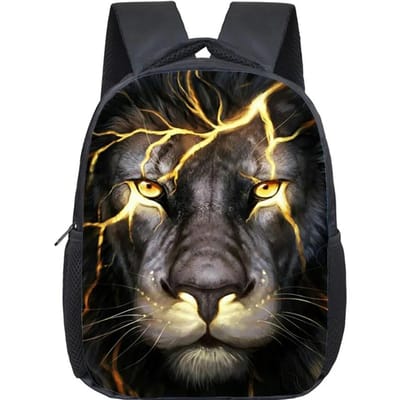 3D Tijger Leeuw Rugzakken Kleuterzakken Huilende Wolf Schooltassen Dieren Kinder Boekentas Waterdichte Mini Rugzak voor Jongens Meisjes black