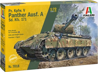Italeri Modelbouwpakket Militaire voertuigen - 7018 Sd.Kfz. 171 Pz.Kpfw. V Panther Ausf. A - Tank Plastic - 1:72 - Modelbouw