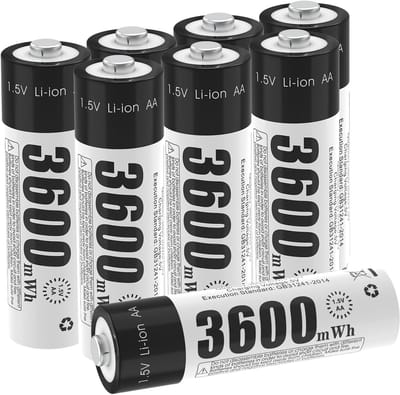 Oplaadbare Batterijen - AA Lithium Ion - Apparaten Voeden - Constante Spanning - 3600mWh Capaciteit