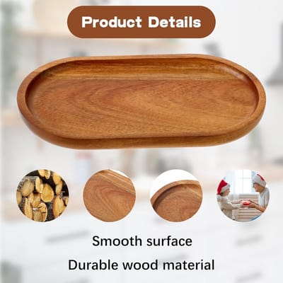 Famanu - Serveerdienblad van acaciahout, 18 x 10 cm, natuurlijk hout, serveerplank, ovaal, keukenbord, badkamer, dienblad, worstbord voor feest, diner, bruiloft, eten, fruit, snacks, voorgerechten