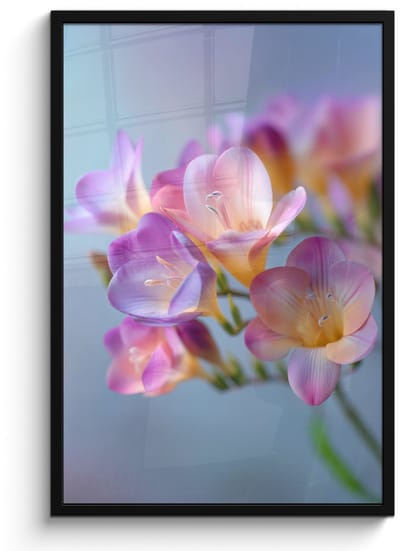 Poster in lijst - Fotolijst 60x90 cm - Posters - Bloemen - Paars - Overloop - Meeldraden - Posterlijst zwart - Decoratie - Wanddecoratie woonkamer - Muurdecoratie slaapkamer