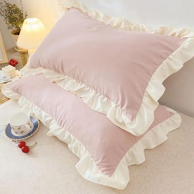 Prinsessenkussenslopen met ruches, kussensloop in verschillende maten, comfortabele kussensloop voor volwassenen en kinderen 35X55CM beige