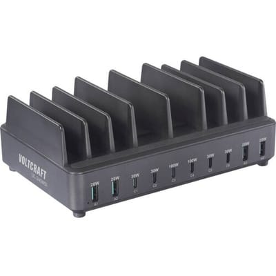 VOLTCRAFT UC-240W01 USB-laadstation 240 W 6x USB-C, 4x USB-A Fast Charge, Quick Charge, USB PD Zwart Binnen USB Power Delivery (USB-PD)