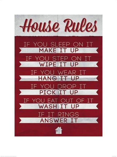 Kunstdruk House Rules 60x80cm
