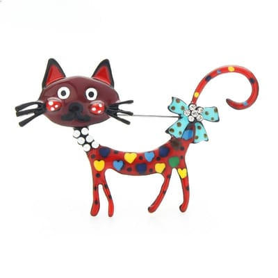 Belles broches de chat 2 couleurs émail Animal de compagnie fête décontracté broches pour femmes hommes cadeaux rouge