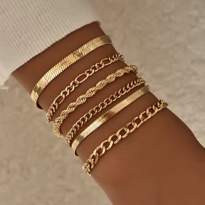 Sorprese armband - Lusso - Goudkleurig - armband dames - 6-delig - cadeau - Model R - Cadeau