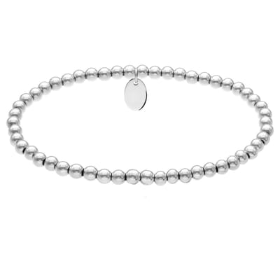 Lucardi - Dames Stalen kralenarmband voor dames - Armband - Staal - Zilverkleurig - 16 cm