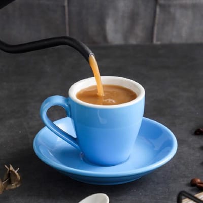 80ML Kleur Keramische Koffiekop Set Afternoon Tea Kopjes en Schoteltjes Ontbijt Melk Mok Keramische Espresso Koffiekop 80ML