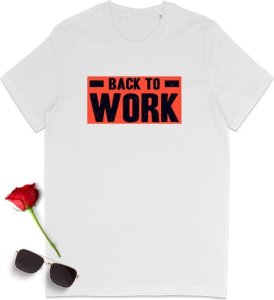Stanley/Stella - Dames en heren t shirt - Back to Work - Grappig tshirt voor mannen en vrouwen - Unisex maten: S t/m 3XL - Shirt kleuren: zwart, wit en groen.