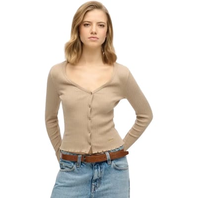 Superdry Essential top met Knopen en Lange Mouwen Grijs Grootte: 38