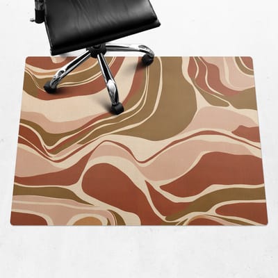 Wallfluent - Vloerbeschermer Abstracte Golven - 120x90 cm - Beige Mótif Bureaustoelmat - Rechthoekig - Vloerbeschermer Groot-Stoel Mat-Werkplekdecoraties - Boho-patroon