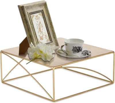 Elegante Gouden Taartstandaard voor Cupcakes - 31 cm Vierkante Vintage Metal Pedestal voor Bruiloften, Verjaardagen en Babyshowers