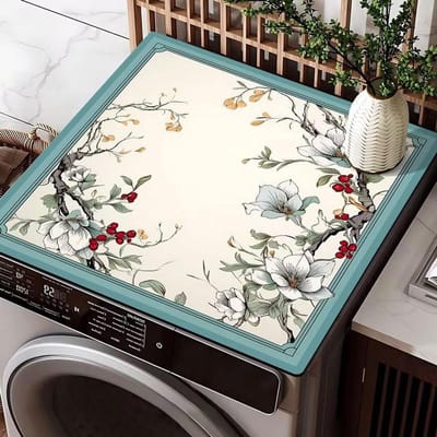 Beschermmat Wasmachine - Apparaatmat - Apparaten Beschermen - Absorberend Sneldrogend - 65 x 65 cm - Blauw Beige